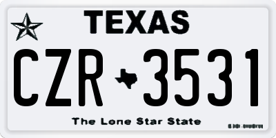 TX license plate CZR3531