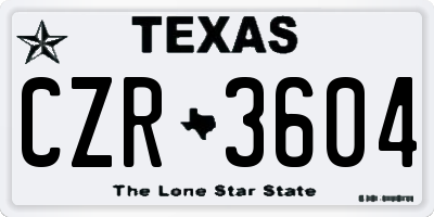 TX license plate CZR3604