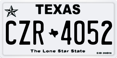 TX license plate CZR4052