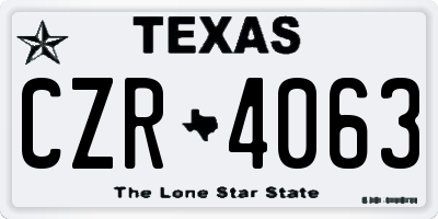 TX license plate CZR4063