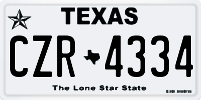 TX license plate CZR4334
