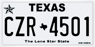 TX license plate CZR4501