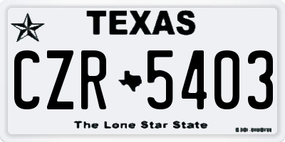 TX license plate CZR5403