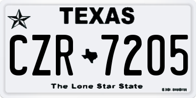 TX license plate CZR7205