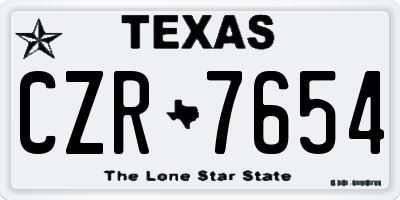 TX license plate CZR7654