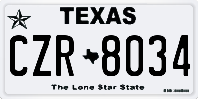 TX license plate CZR8034