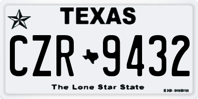 TX license plate CZR9432