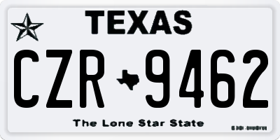 TX license plate CZR9462
