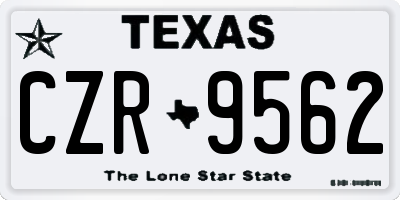 TX license plate CZR9562