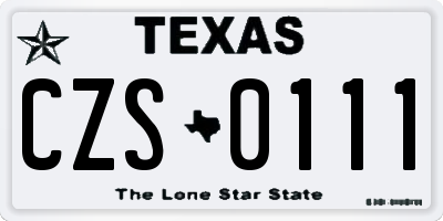 TX license plate CZS0111