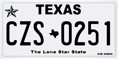 TX license plate CZS0251
