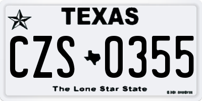 TX license plate CZS0355