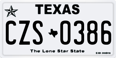 TX license plate CZS0386