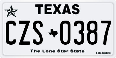 TX license plate CZS0387