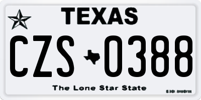 TX license plate CZS0388