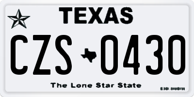 TX license plate CZS0430