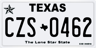TX license plate CZS0462