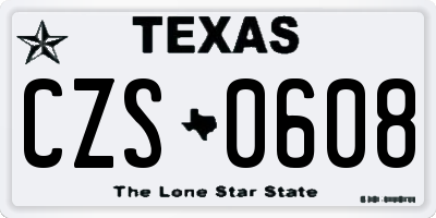 TX license plate CZS0608