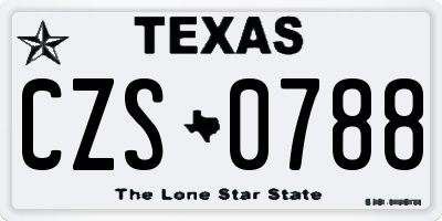 TX license plate CZS0788
