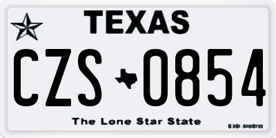 TX license plate CZS0854