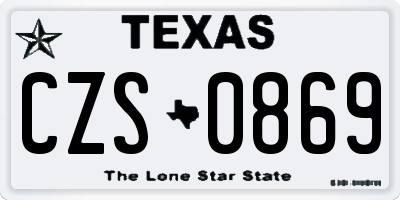 TX license plate CZS0869