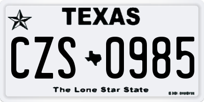 TX license plate CZS0985