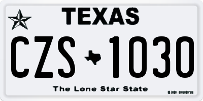 TX license plate CZS1030