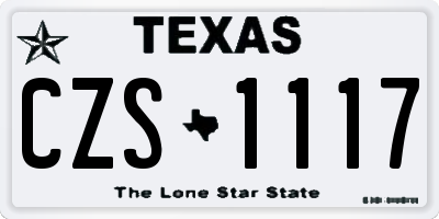 TX license plate CZS1117