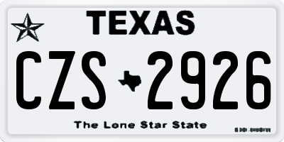 TX license plate CZS2926