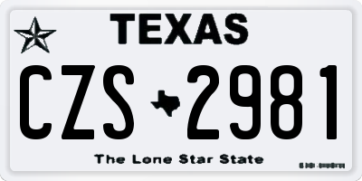 TX license plate CZS2981