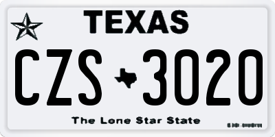 TX license plate CZS3020