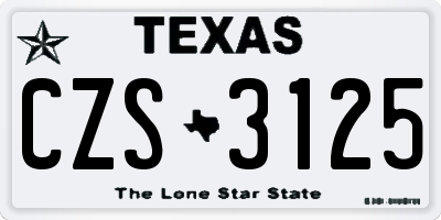 TX license plate CZS3125