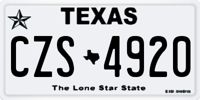 TX license plate CZS4920