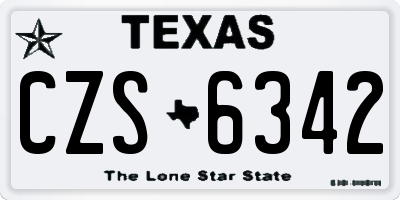 TX license plate CZS6342