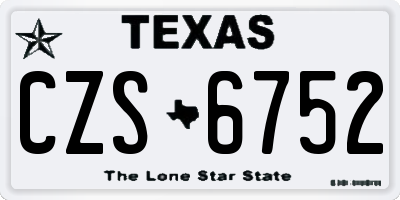 TX license plate CZS6752