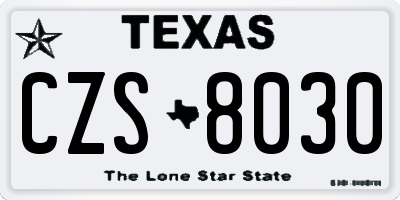 TX license plate CZS8030