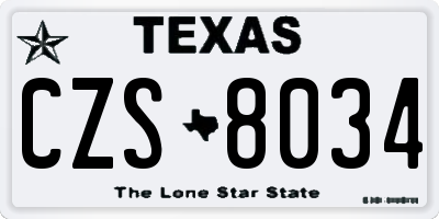 TX license plate CZS8034