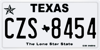 TX license plate CZS8454