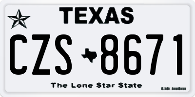 TX license plate CZS8671