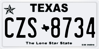 TX license plate CZS8734