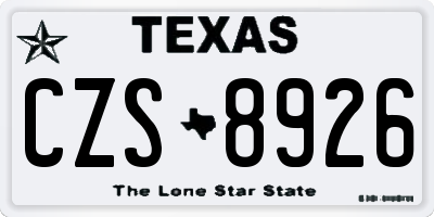 TX license plate CZS8926