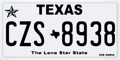 TX license plate CZS8938