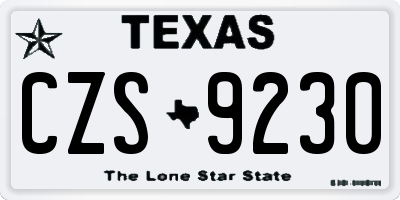 TX license plate CZS9230