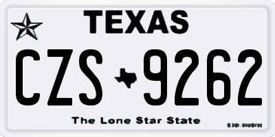 TX license plate CZS9262