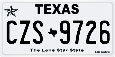 TX license plate CZS9726