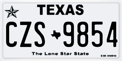 TX license plate CZS9854