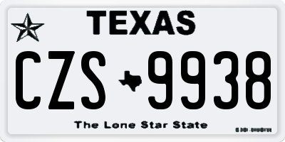 TX license plate CZS9938