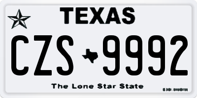 TX license plate CZS9992