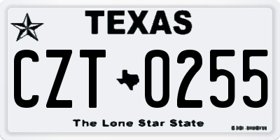 TX license plate CZT0255
