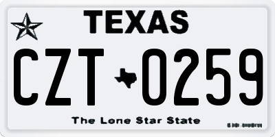 TX license plate CZT0259